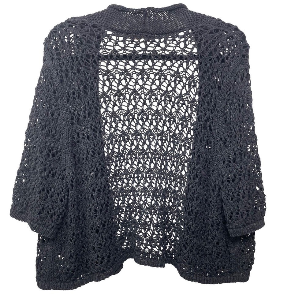 Coldwater Creek Black Open Knit Crochet Cardigan Sweater Whimsigoth Witchy 1X